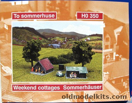 Heljan HO Two Weekend Cottages (Summer Homes) - HO Scale Buildings, 350 plastic model kit
